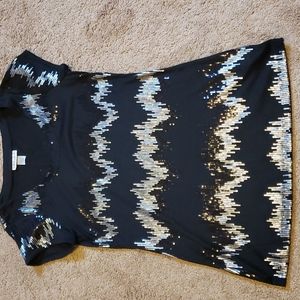 4 for $20 Silver/black sequins long n lean top szL jr